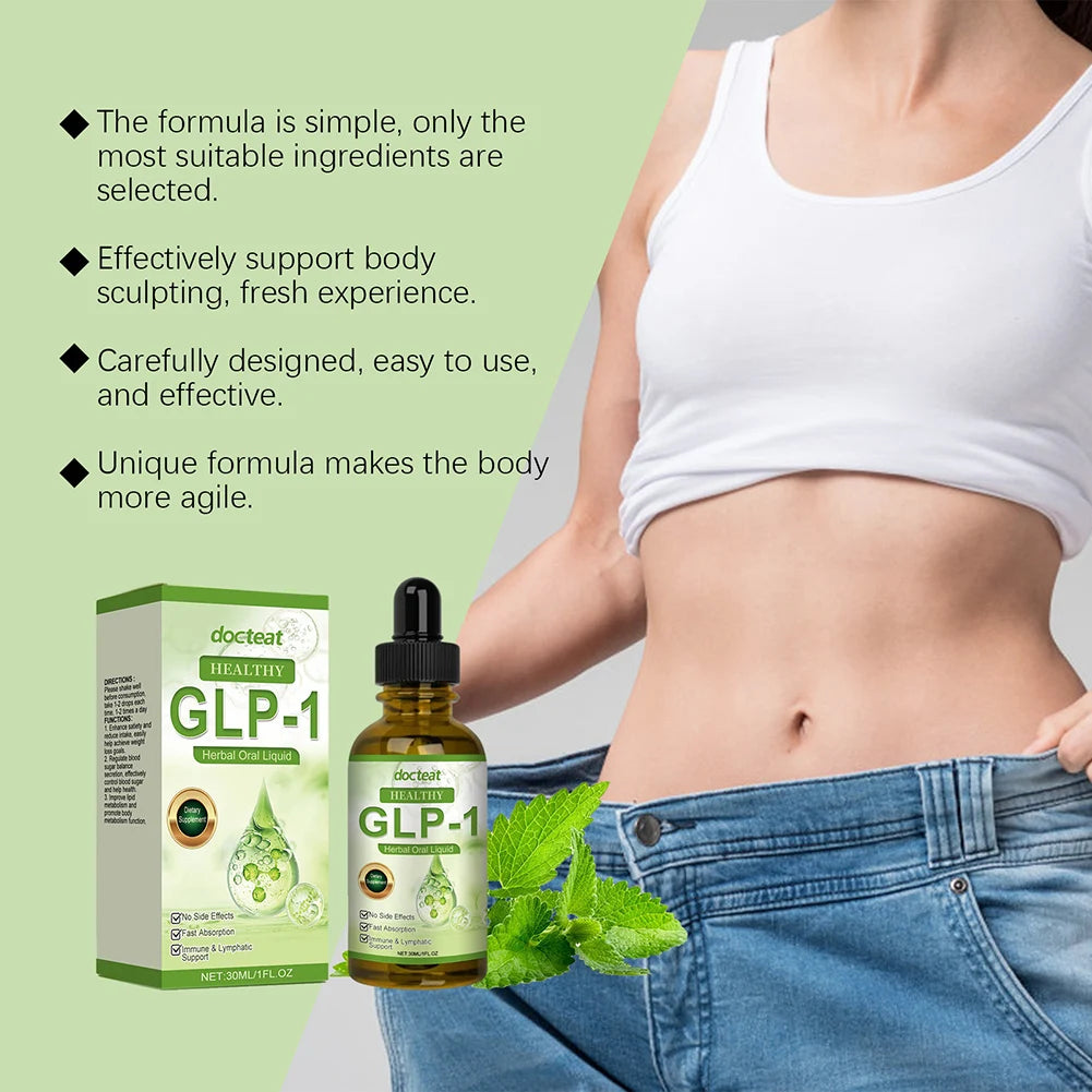 GLP-1 Supplement Liquid Drops Weight Loss anti Cellulite Promote Thigh Waist Belly Fat Reduction Slim down Body Slimming Oil