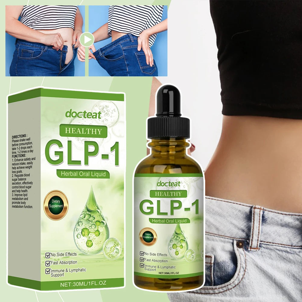 GLP-1 Supplement Liquid Drops Weight Loss anti Cellulite Promote Thigh Waist Belly Fat Reduction Slim down Body Slimming Oil